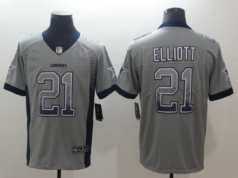 Men's Dallas Cowboys Ezekiel Elliott #21 Gray Authentic Jersey